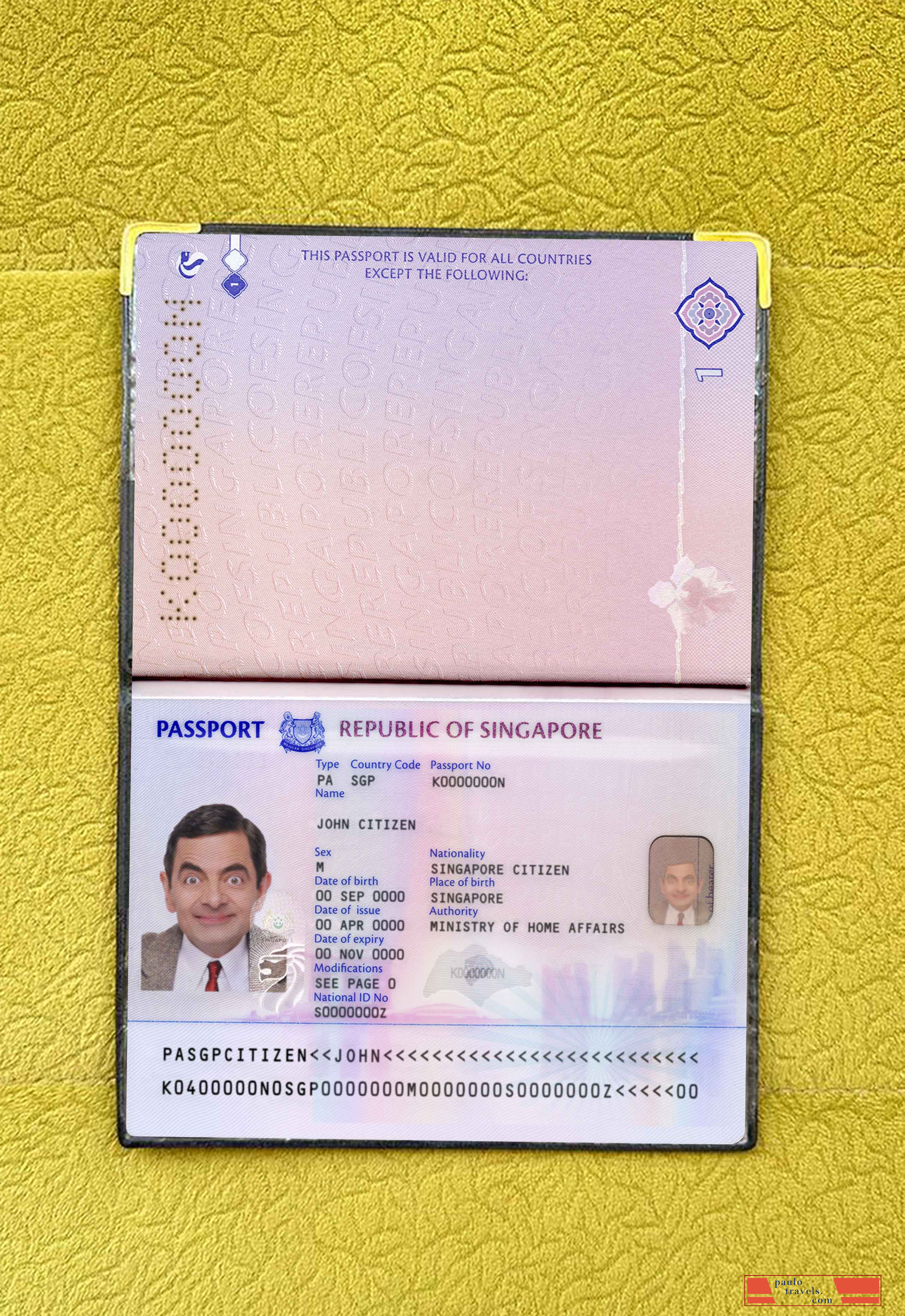 Singapore new passport (2017+)  photo look PSD template